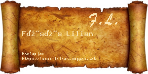 Füsüs Lilian névjegykártya